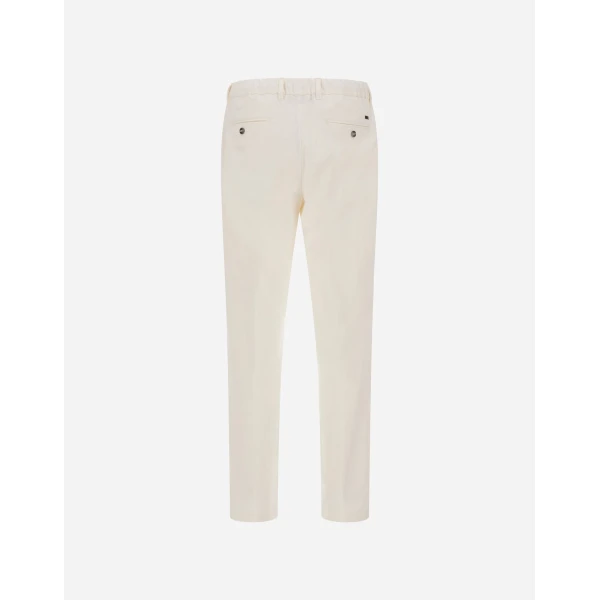 Herno Cotton and Cashmere Canvas Trousers in Milk White | Men's Trousers | Coveti
