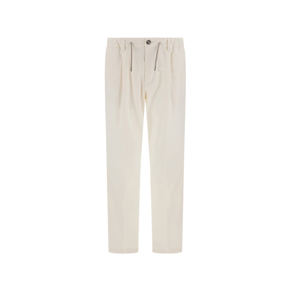 Herno Cotton and Cashmere Canvas Trousers in Milk White | Men's Trousers | Coveti