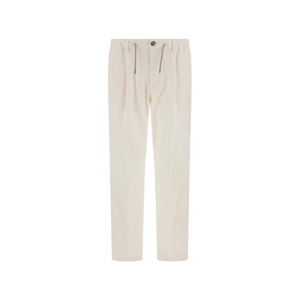 Herno Cotton and Cashmere Canvas Trousers in Milk White | Men's Trousers | Coveti