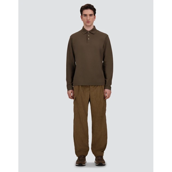 Herno Cotton and Cashmere Double Piqué Polo Shirt in Light Military | Men's T-Shirts and Polos | Coveti