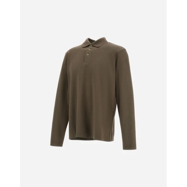Herno Cotton and Cashmere Double Piqué Polo Shirt in Light Military | Men's T-Shirts and Polos | Coveti