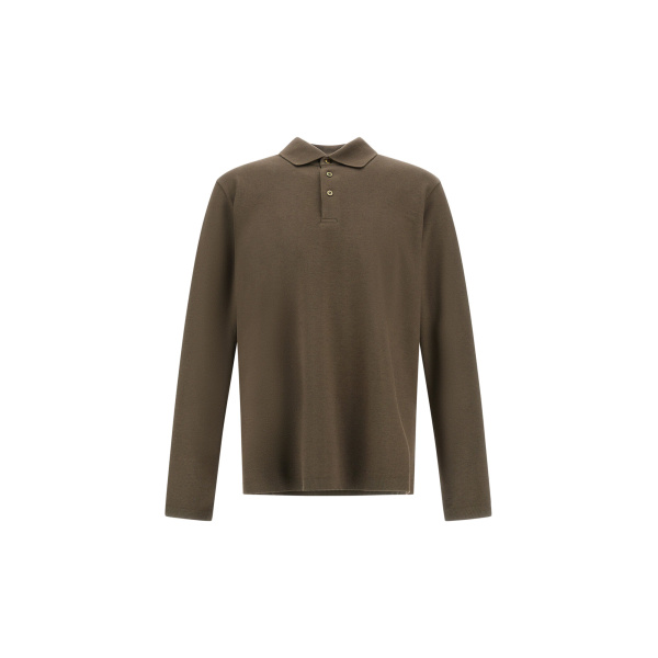 Herno Cotton and Cashmere Double Piqué Polo Shirt in Light Military | Men's T-Shirts and Polos | Coveti