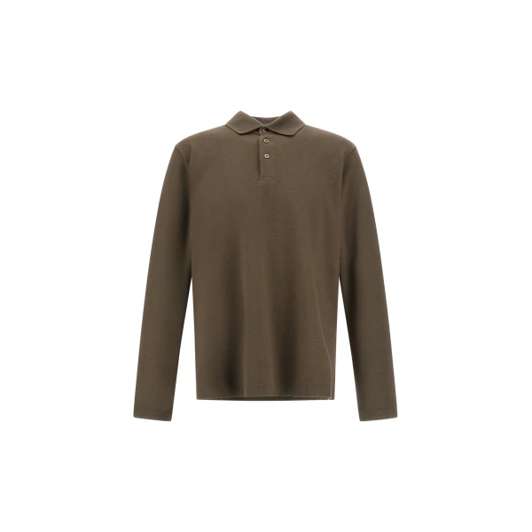 Cotton and Cashmere Double Piqué Polo Shirt in Light Military