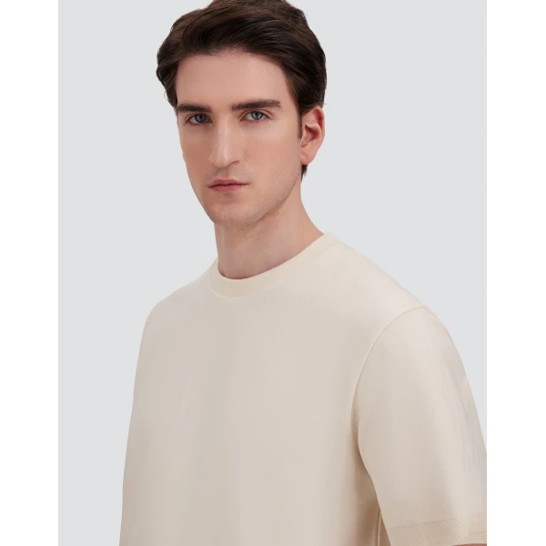 Herno Cotton and Cashmere Double Piqué T-Shirt in White | Men's T-Shirts and Polos | Coveti