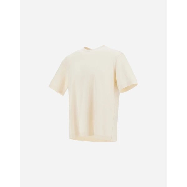 Herno Cotton and Cashmere Double Piqué T-Shirt in White | Men's T-Shirts and Polos | Coveti