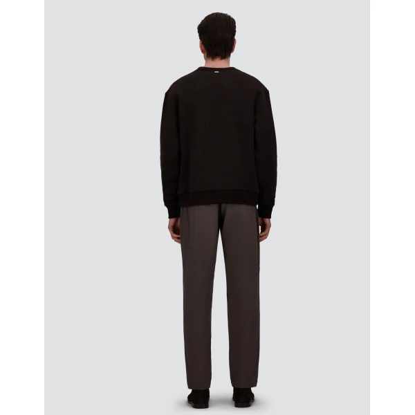 Herno Cotton and Wool Crew-Neck Sweatshirt in Dark Brown | Men's Sweatshirts | Coveti