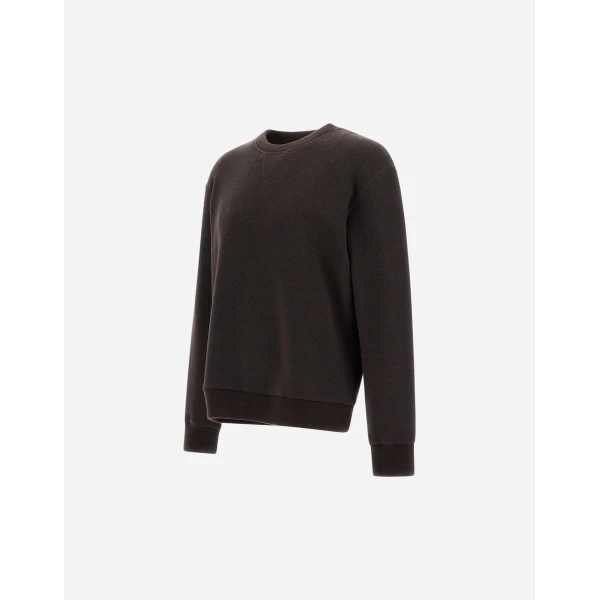 Herno Cotton and Wool Crew-Neck Sweatshirt in Dark Brown | Men's Sweatshirts | Coveti