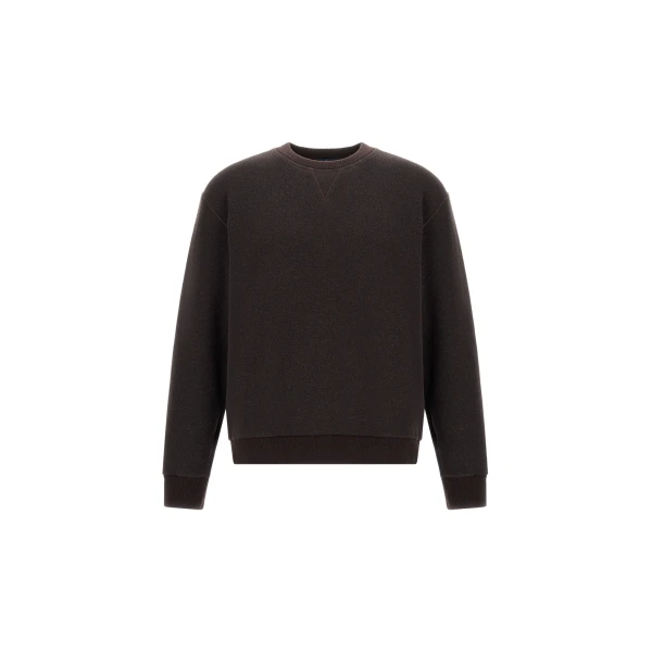 Cotton and Wool Crew-Neck Sweatshirt in Dark Brown