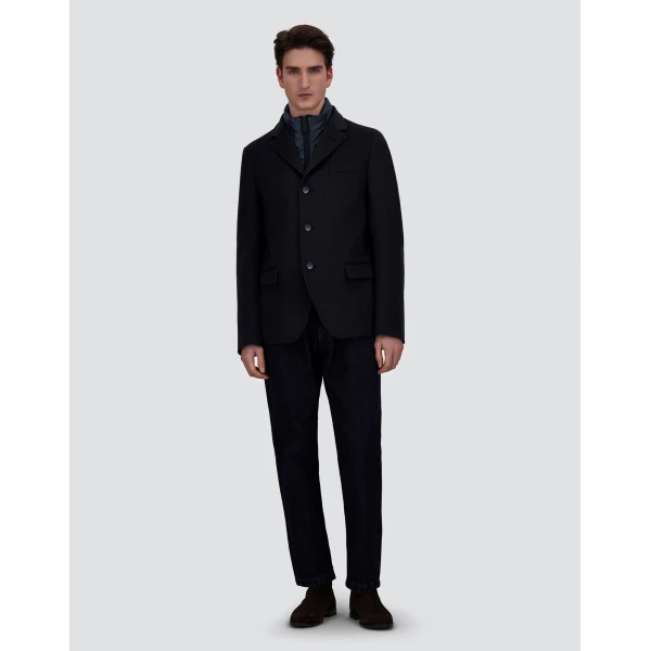 Herno Dark Blue Blazer in Pure Cashmere and Nylon Ultralight | Men's Jackets | Coveti