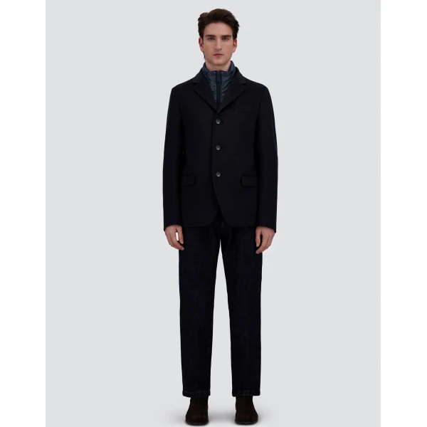 Herno Dark Blue Blazer in Pure Cashmere and Nylon Ultralight | Men's Jackets | Coveti
