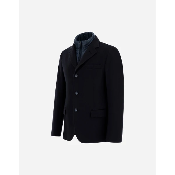 Herno Dark Blue Blazer in Pure Cashmere and Nylon Ultralight | Men's Jackets | Coveti