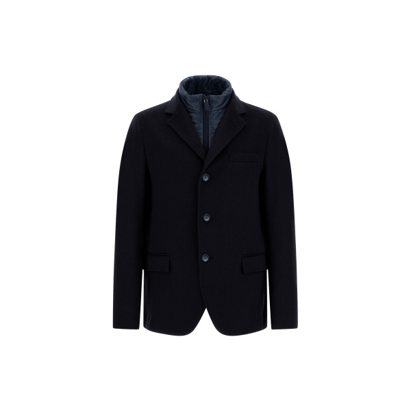 Herno Dark Blue Blazer in Pure Cashmere and Nylon Ultralight | Men's Jackets | Coveti