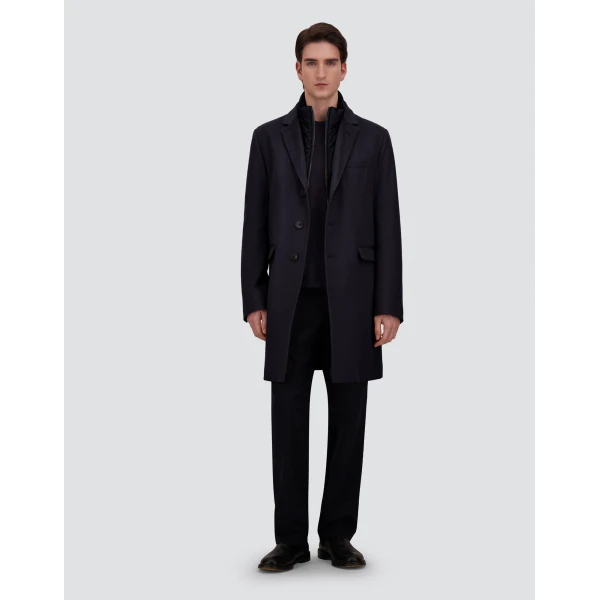 Herno Dark Blue Coat in Pure Cashmere and Nylon Ultralight | Men's Coats | Coveti