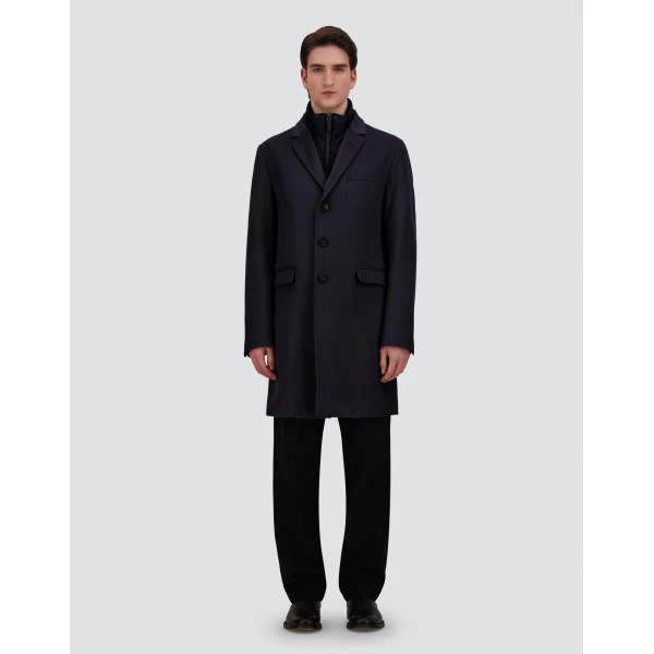 Herno Dark Blue Coat in Pure Cashmere and Nylon Ultralight | Men's Coats | Coveti