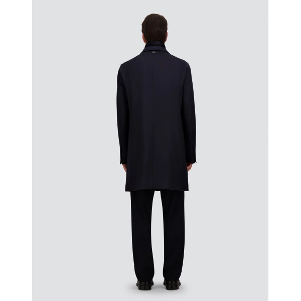 Herno Dark Blue Coat in Pure Cashmere and Nylon Ultralight | Men's Coats | Coveti