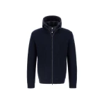 Herno Dark Blue Jacket in Ribbed Merino Wool G.5 and Nylon Chamonix | Men's Jackets | Coveti