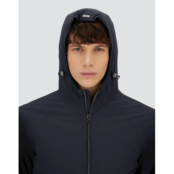 Herno Dark Blue Resort Jacket in 4-Way Stretch Nylon | Men's Jackets | Coveti