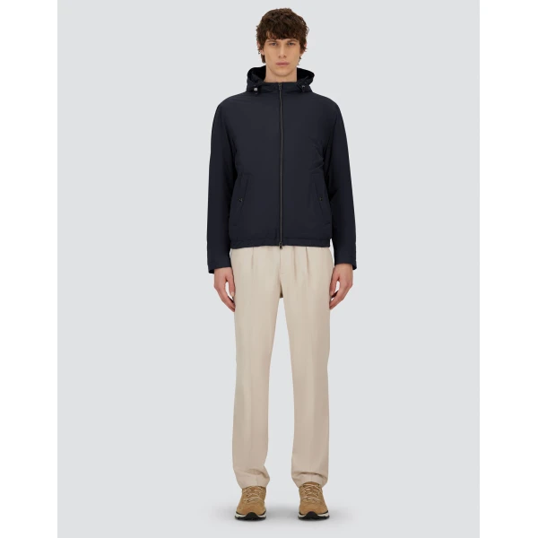 Herno Dark Blue Resort Jacket in 4-Way Stretch Nylon | Men's Jackets | Coveti