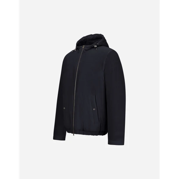 Herno Dark Blue Resort Jacket in 4-Way Stretch Nylon | Men's Jackets | Coveti