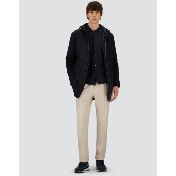 Herno Dark Blue Resort Parka in 4-Way Stretch Nylon | Men's Coats | Coveti