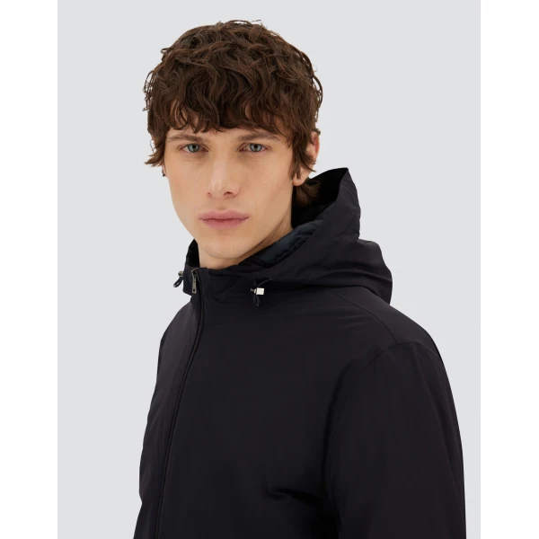 Herno Dark Blue Resort Parka in 4-Way Stretch Nylon | Men's Coats | Coveti