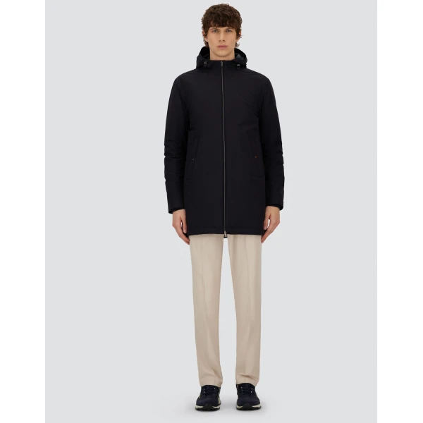 Herno Dark Blue Resort Parka in 4-Way Stretch Nylon | Men's Coats | Coveti