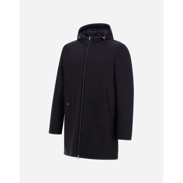 Herno Dark Blue Resort Parka in 4-Way Stretch Nylon | Men's Coats | Coveti