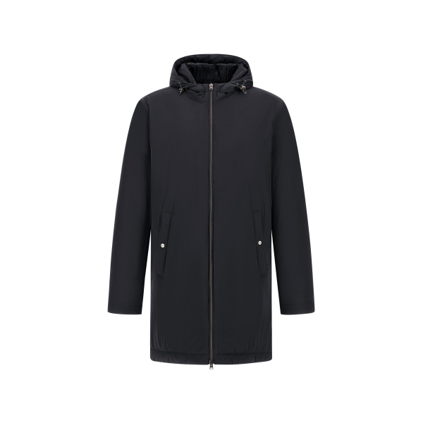 Herno Dark Blue Resort Parka in 4-Way Stretch Nylon | Men's Coats | Coveti