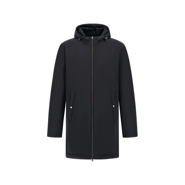 Herno Dark Blue Resort Parka in 4-Way Stretch Nylon | Men's Coats | Coveti