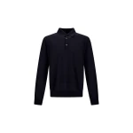 Herno Dark Blue Resort Polo Shirt in Wool and Silk Knit | Men's T-Shirts and Polos | Coveti