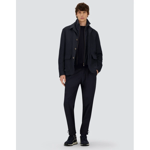 Herno Dark Blue Resort Sweater in Wool and Silk | Men's Knitwear | Coveti