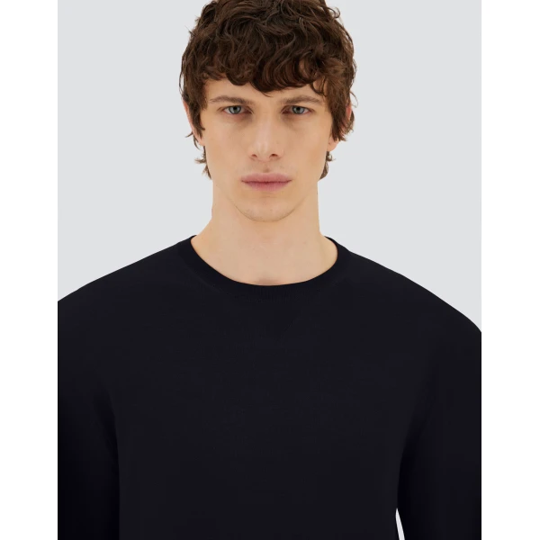 Herno Dark Blue Resort Sweater in Wool and Silk | Men's Knitwear | Coveti