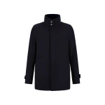 Herno Dark Blue Short Coat in Pure Cashmere and Suede Effect | Men's Coats | Coveti