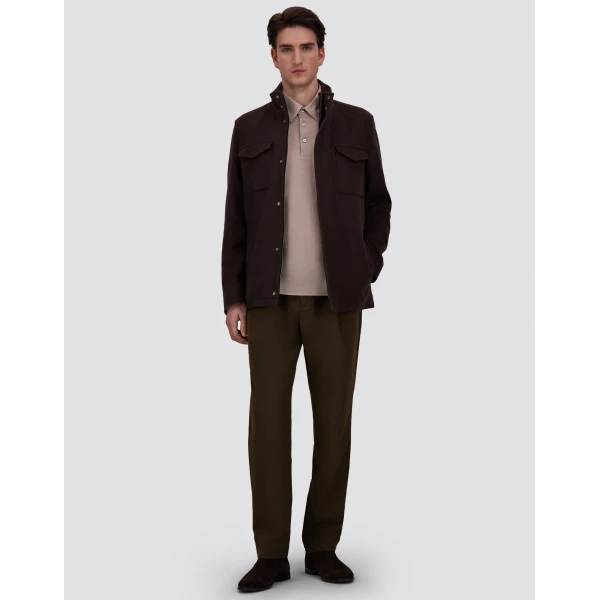 Herno Dark Brown Field Jacket in Cashmere, Wool and Suede Effect | Men's Jackets | Coveti
