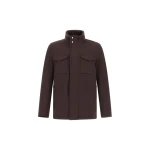 Herno Dark Brown Field Jacket in Cashmere, Wool and Suede Effect | Men's Jackets | Coveti