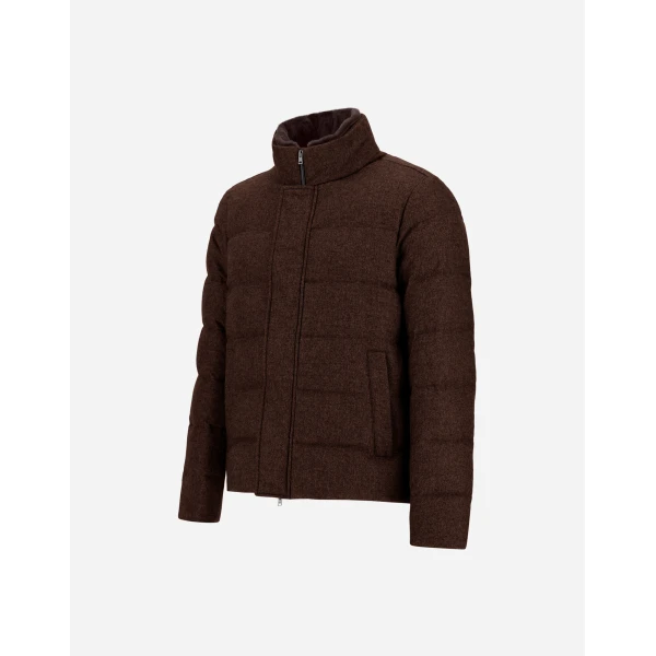 Herno Dark Brown Jacket in Cashmere, Silk and Monogram | Men's Jackets | Coveti