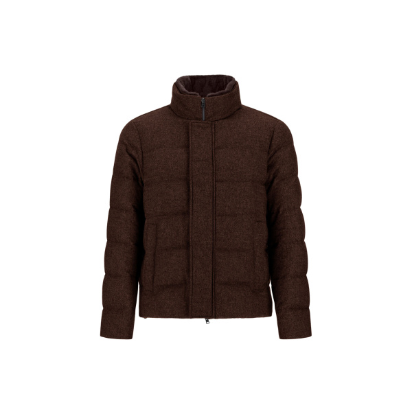 Herno Dark Brown Jacket in Cashmere, Silk and Monogram | Men's Jackets | Coveti