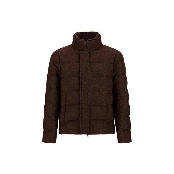 Herno Dark Brown Jacket in Cashmere, Silk and Monogram | Men's Jackets | Coveti