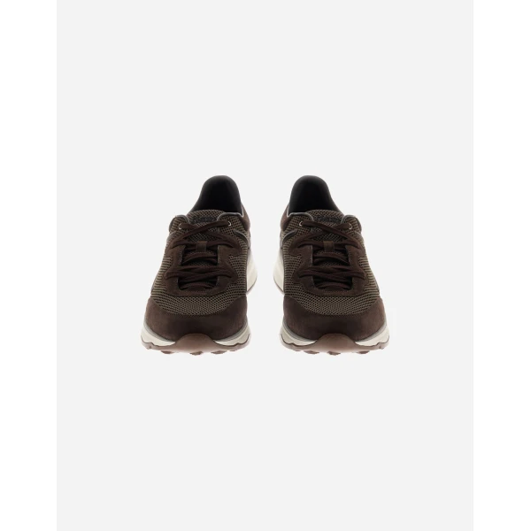 Herno Dark Brown Maggiore Trainers in Suede and Mesh | Men's Sneakers | Coveti