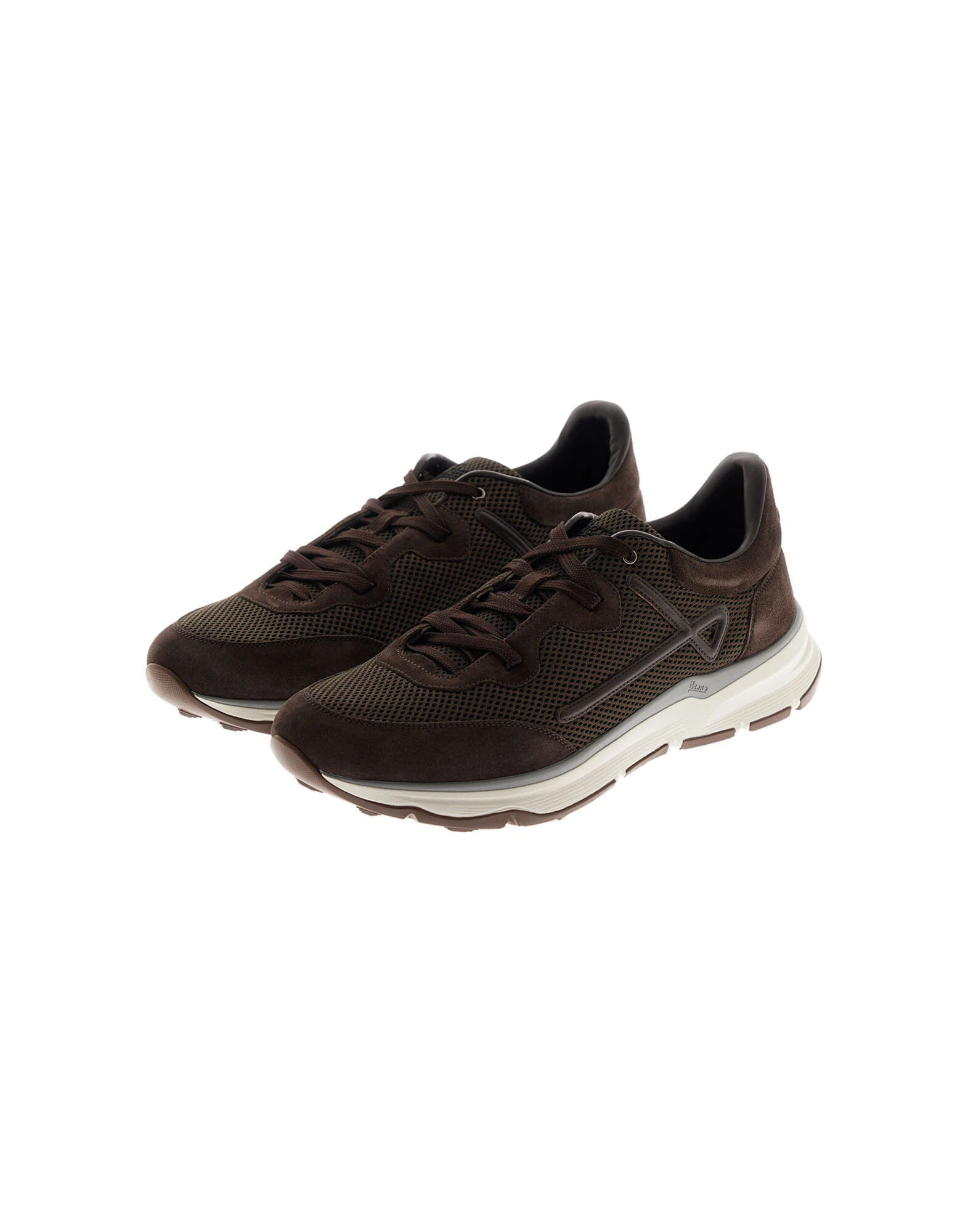 Herno Dark Brown Maggiore Trainers in Suede and Mesh Herno Dark Brown Maggiore Trainers in Suede and Mesh | Men's Sneakers | Coveti