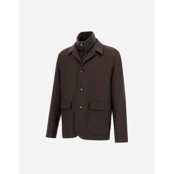 Herno Dark Brown Resort Blazer in Cashmere and Silk | Men's Jackets | Coveti