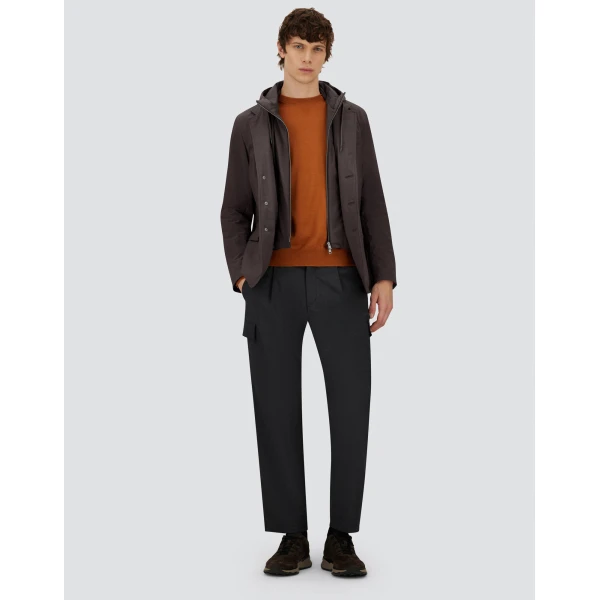 Herno Dark Brown Resort Blazer in Melange-Effect Stretch Nylon | Men's Jackets | Coveti