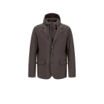 Herno Dark Brown Resort Blazer in Melange-Effect Stretch Nylon | Men's Jackets | Coveti