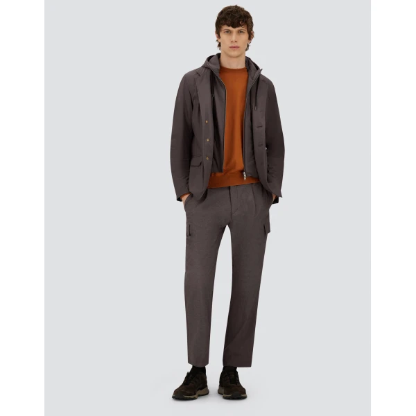 Herno Dark Brown Resort Cargo Trousers in Melange-Effect Stretch Nylon | Men's Trousers | Coveti
