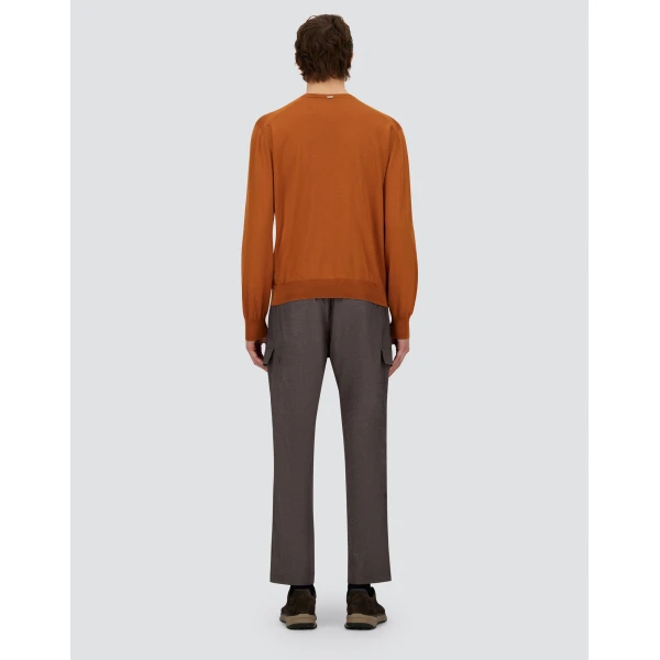 Herno Dark Brown Resort Cargo Trousers in Melange-Effect Stretch Nylon | Men's Trousers | Coveti