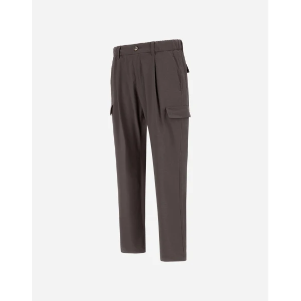 Herno Dark Brown Resort Cargo Trousers in Melange-Effect Stretch Nylon | Men's Trousers | Coveti