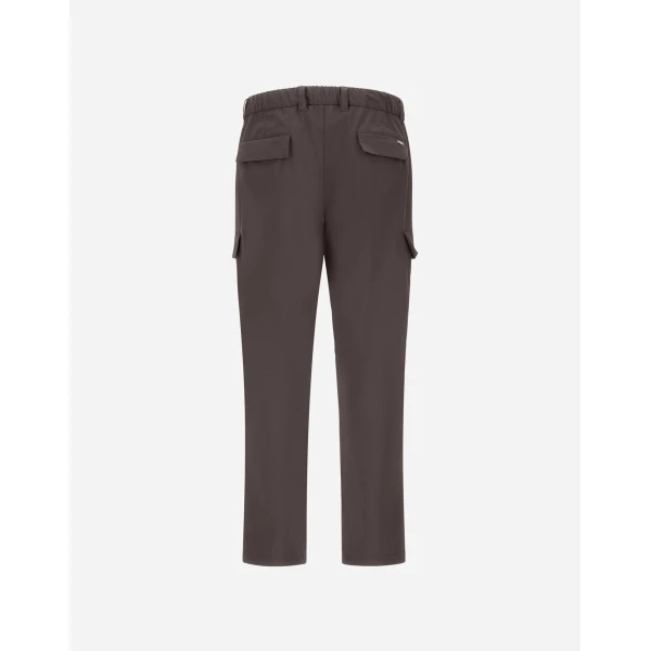 Herno Dark Brown Resort Cargo Trousers in Melange-Effect Stretch Nylon | Men's Trousers | Coveti