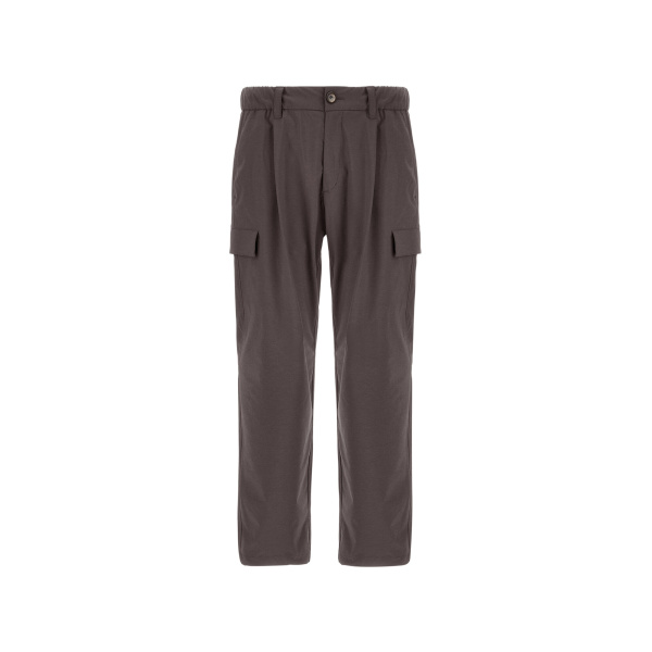 Herno Dark Brown Resort Cargo Trousers in Melange-Effect Stretch Nylon | Men's Trousers | Coveti