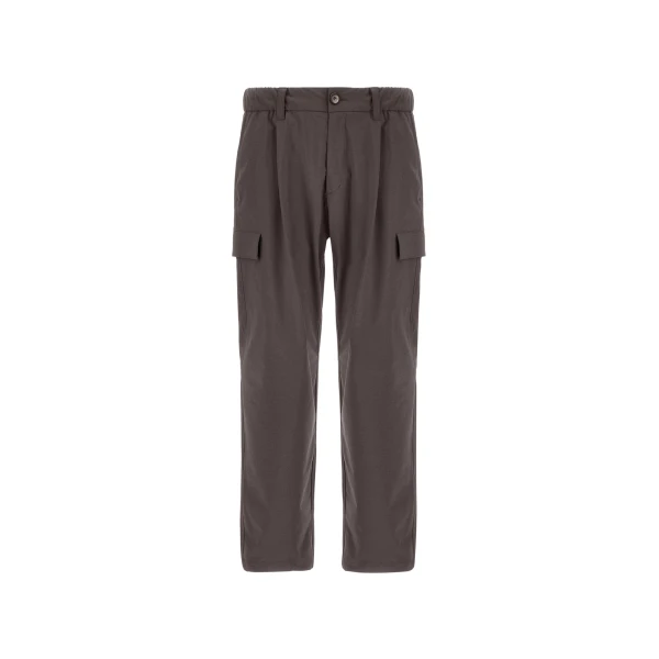 Herno Dark Brown Resort Cargo Trousers in Melange-Effect Stretch Nylon | Men's Trousers | Coveti