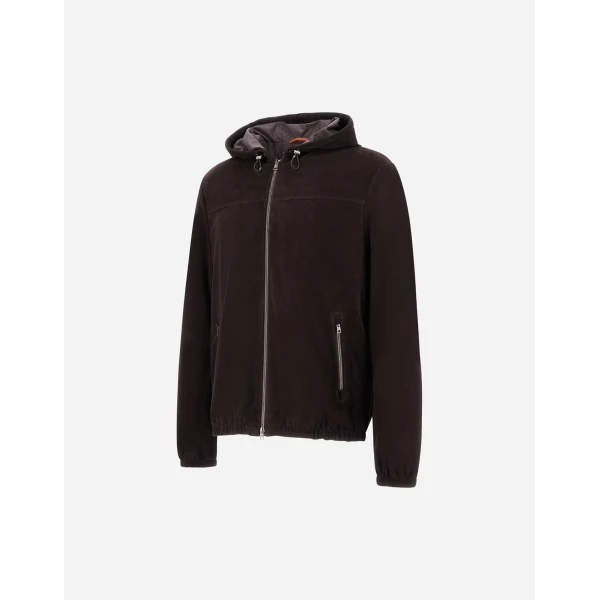 Herno Dark Brown Resort Jacket in Velvet-Effect Suede | Men's Jackets | Coveti